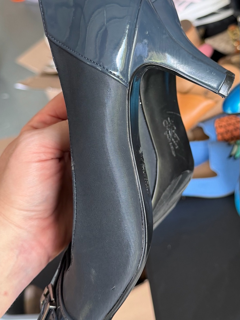 Life Stride Women's Pointed Toe Navy heels with Buckle - Picture 2 of 5